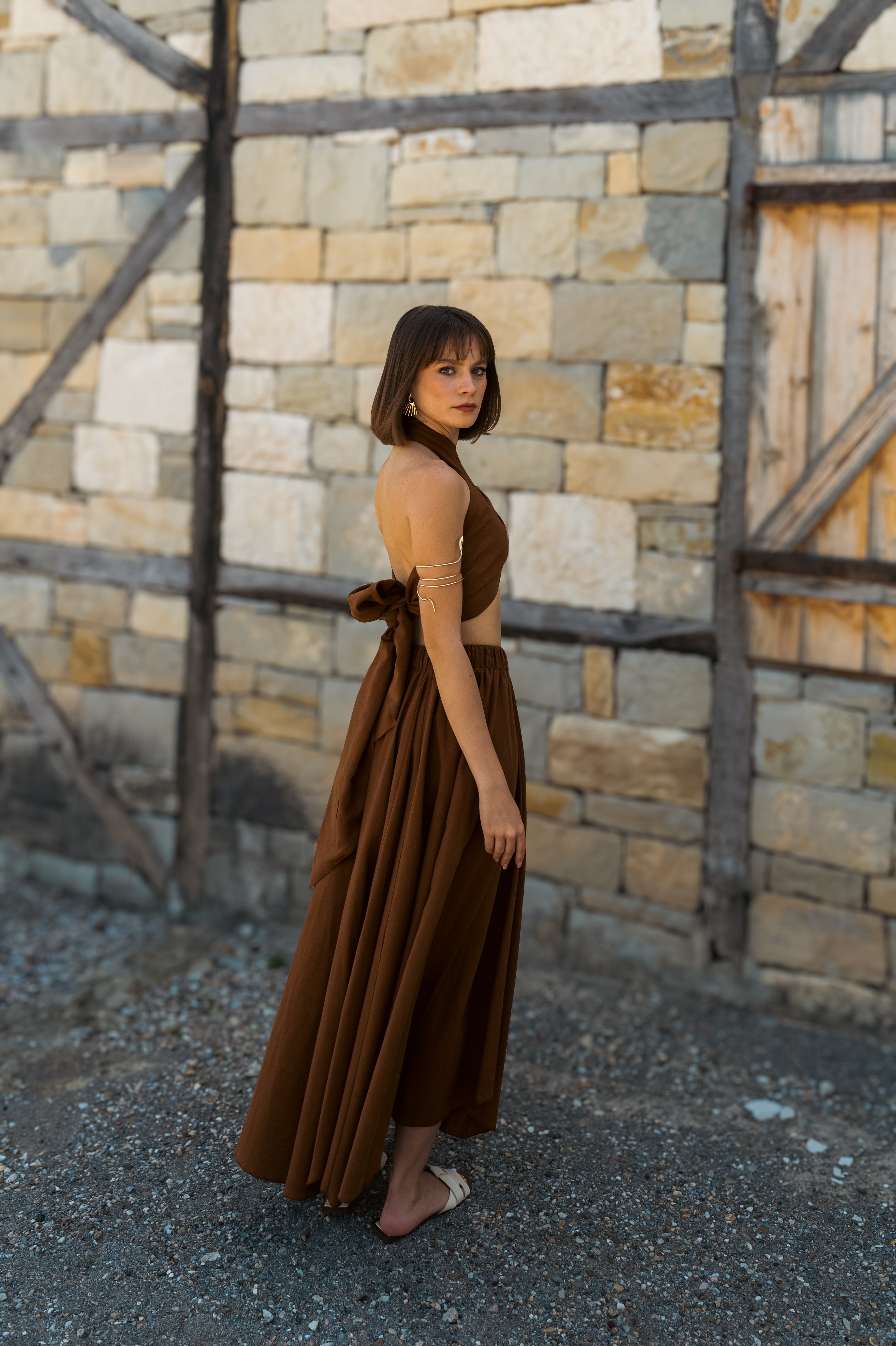 Asimetrik Kenarlı Keten Etek