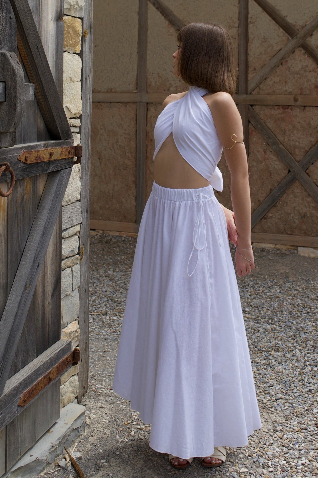 Asimetrik Kenarlı Keten Etek